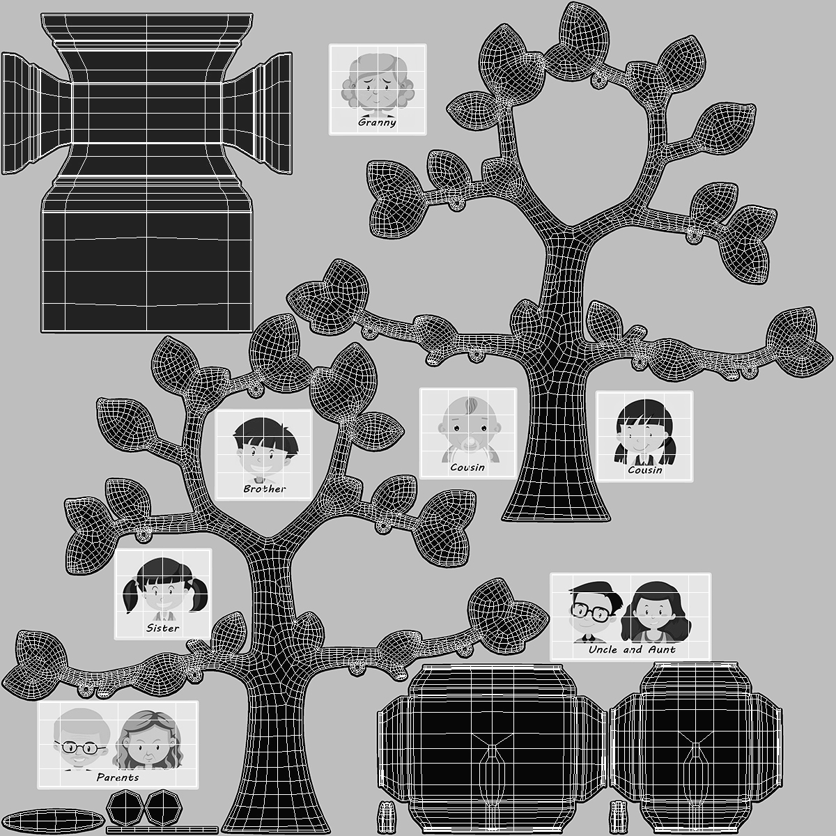 Silver Family Tree Picture Frame 3D