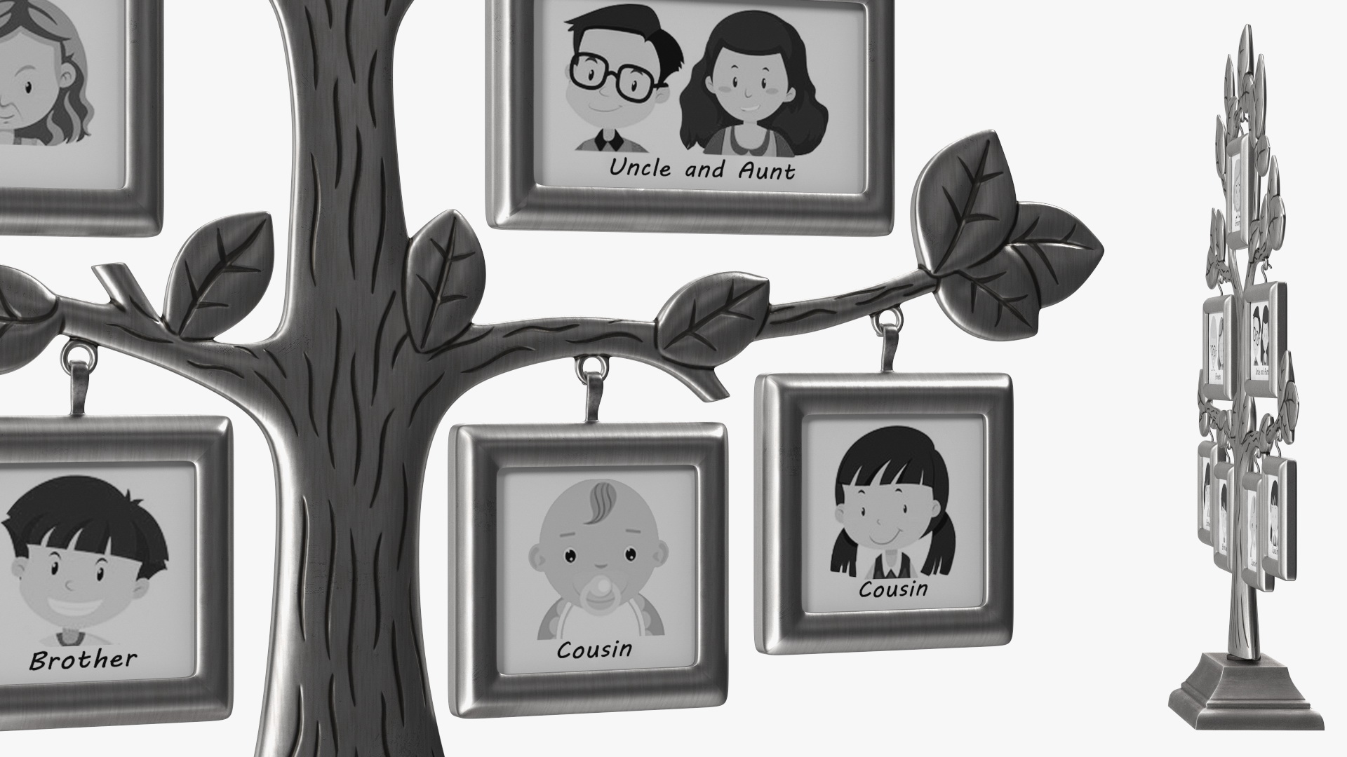 Silver Family Tree Picture Frame 3D