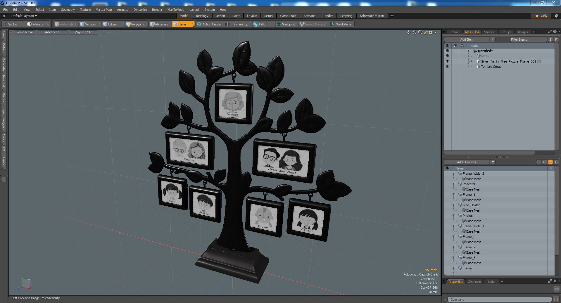 Silver Family Tree Picture Frame 3D