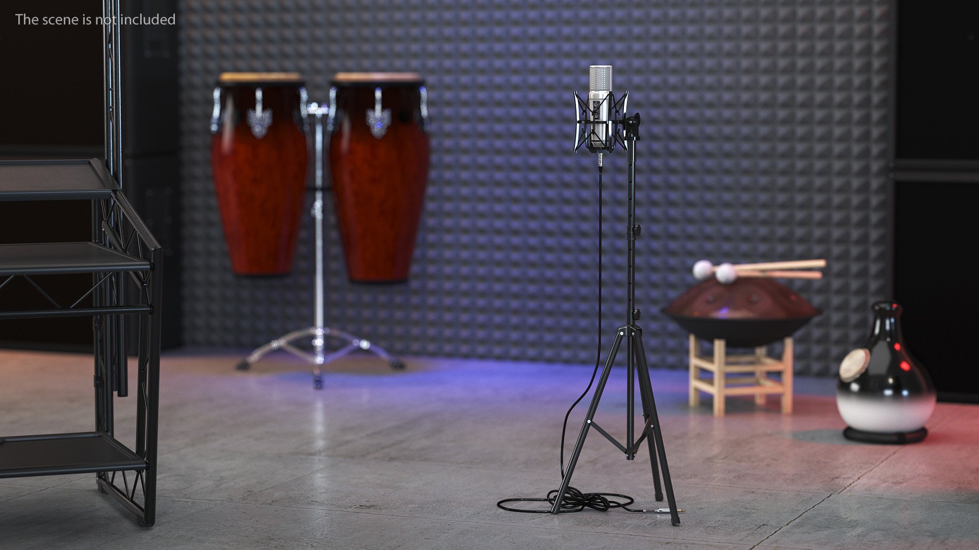 Studio Condenser Microphone on Stand with Cable 3D