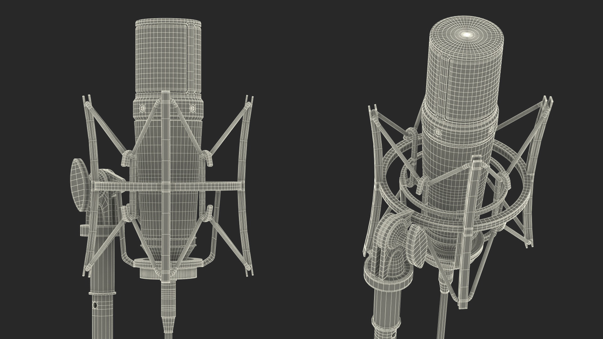 Studio Condenser Microphone on Stand with Cable 3D