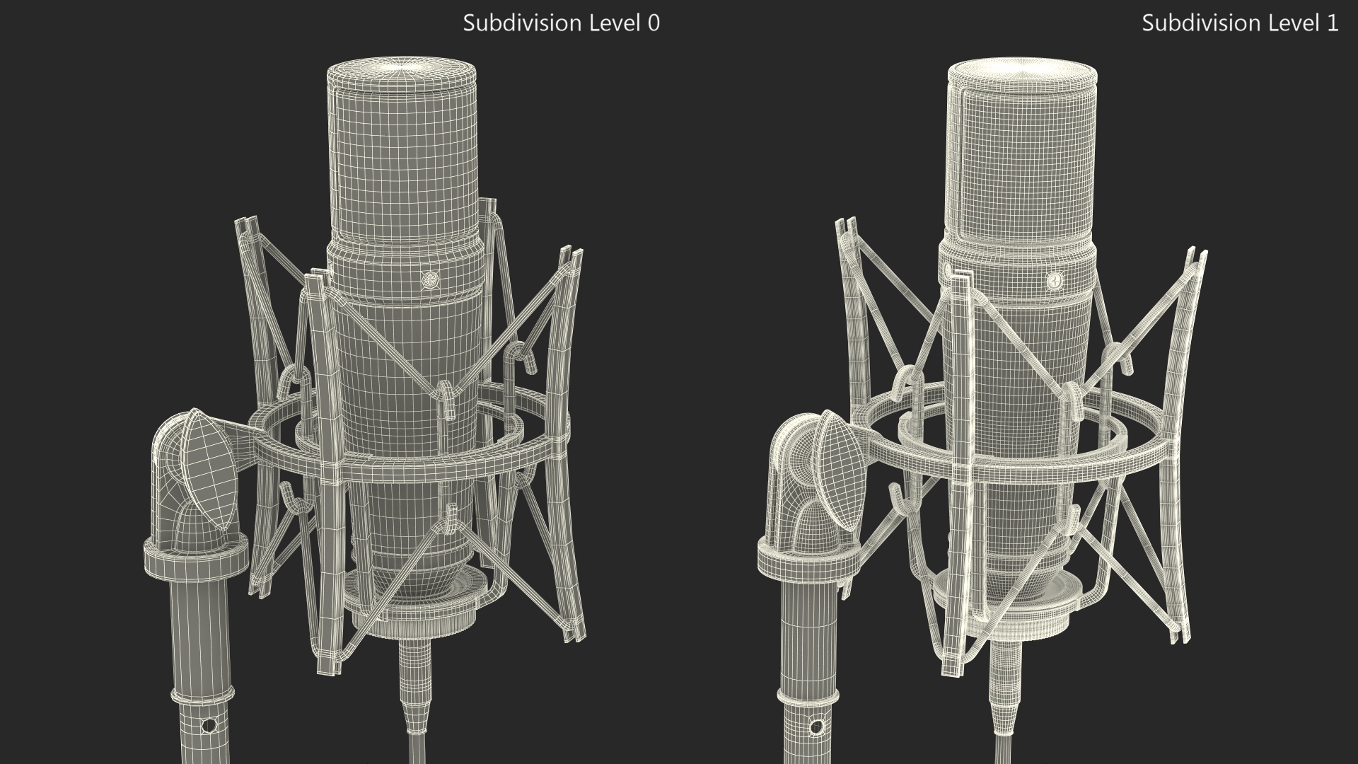 Studio Condenser Microphone on Stand with Cable 3D