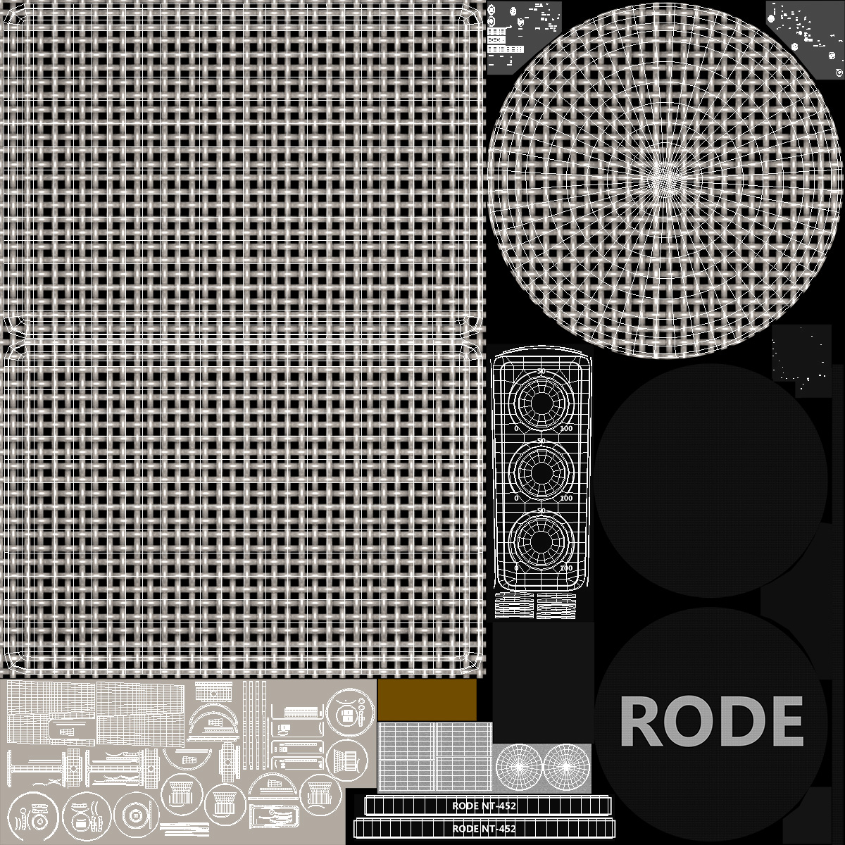 Studio Condenser Microphone on Stand with Cable 3D