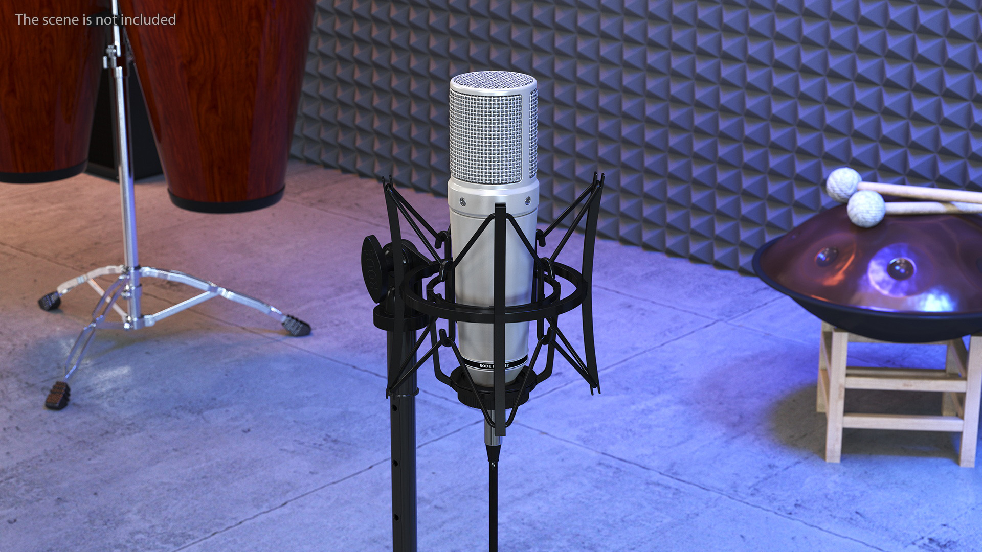 Studio Condenser Microphone on Stand with Cable 3D