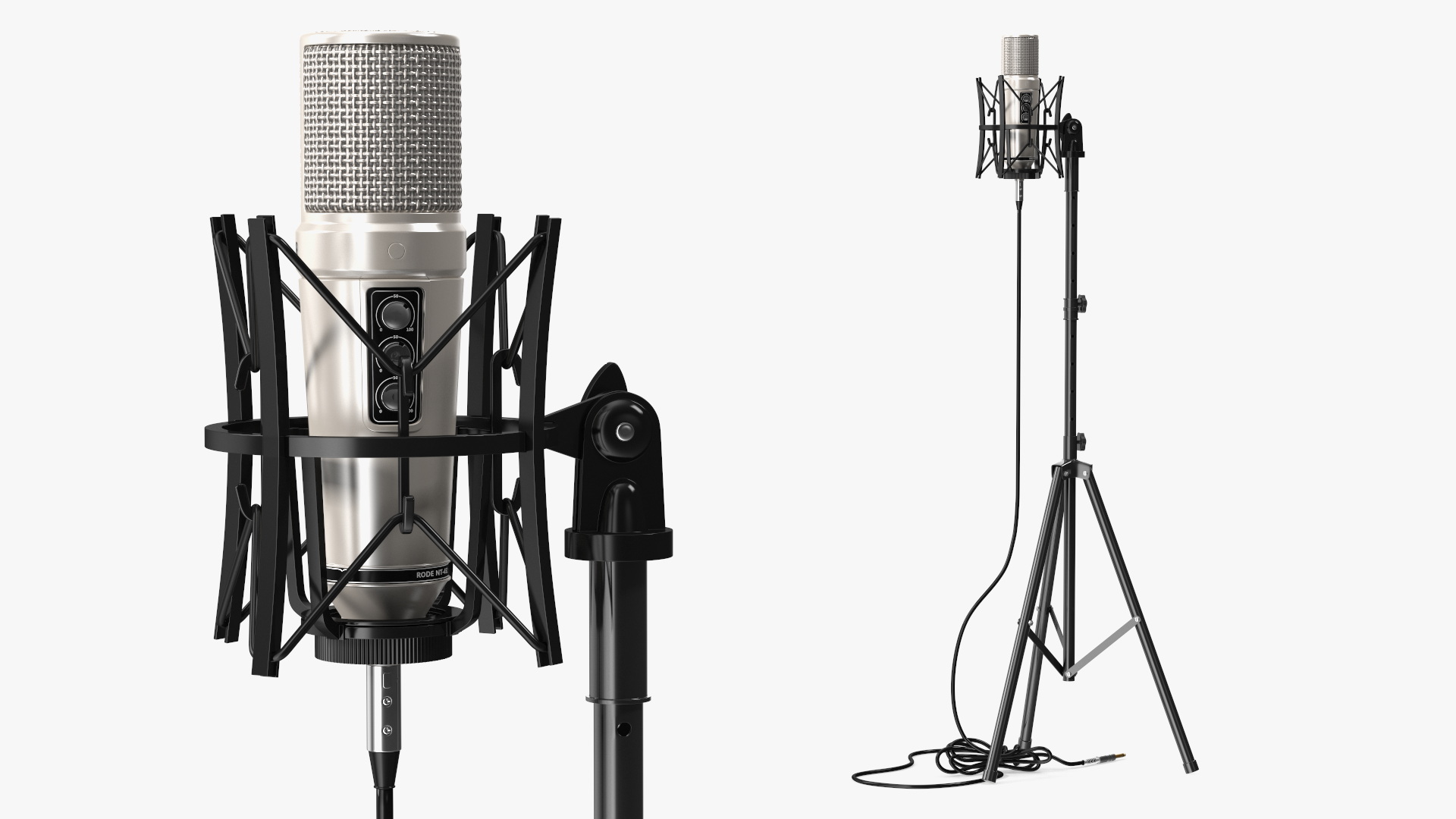 Studio Condenser Microphone on Stand with Cable 3D