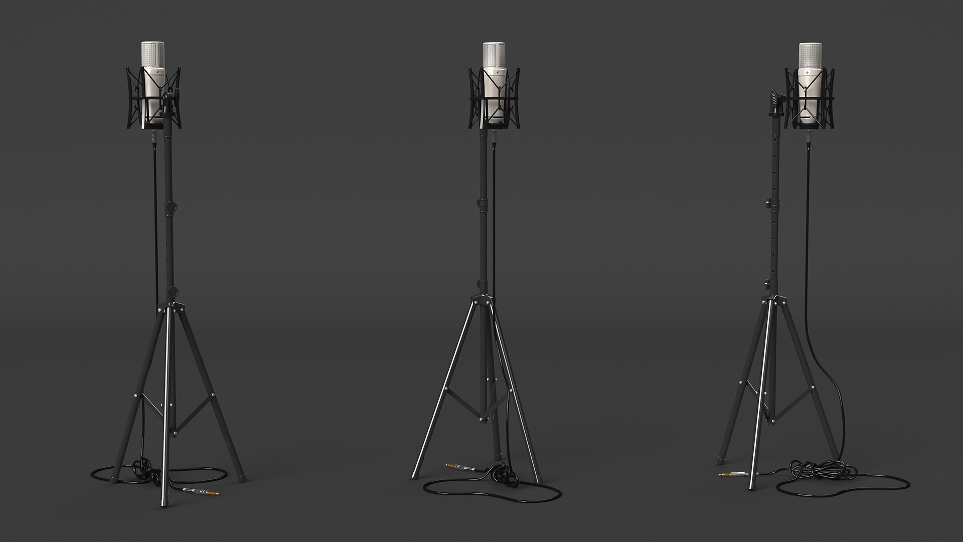 Studio Condenser Microphone on Stand with Cable 3D