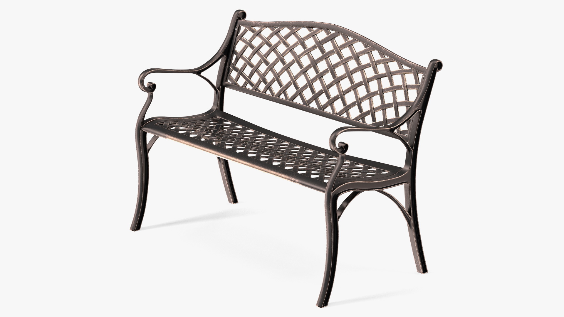 3D Outdoor Patio Garden Bench Bronze model