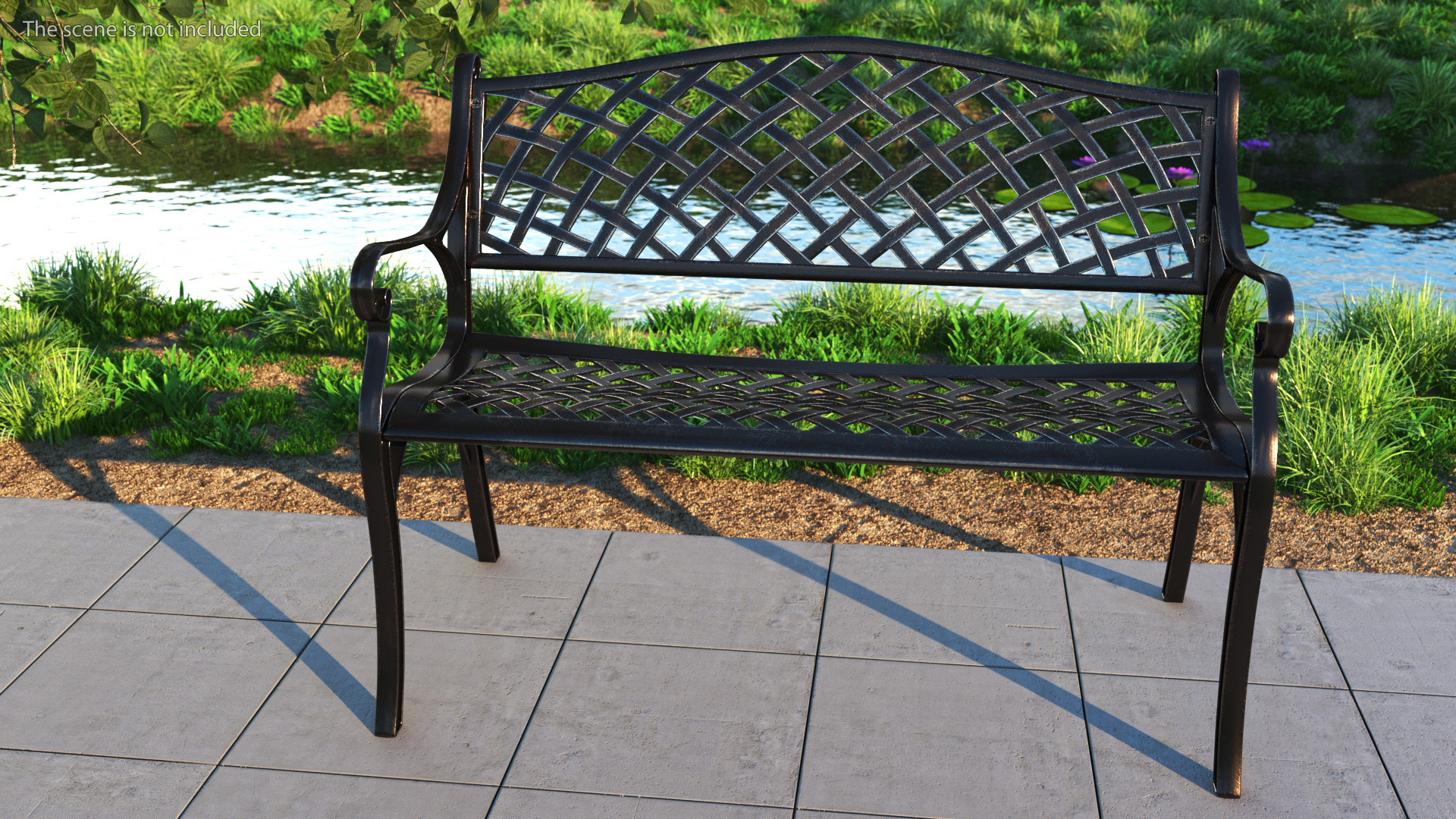 3D Outdoor Patio Garden Bench Bronze model