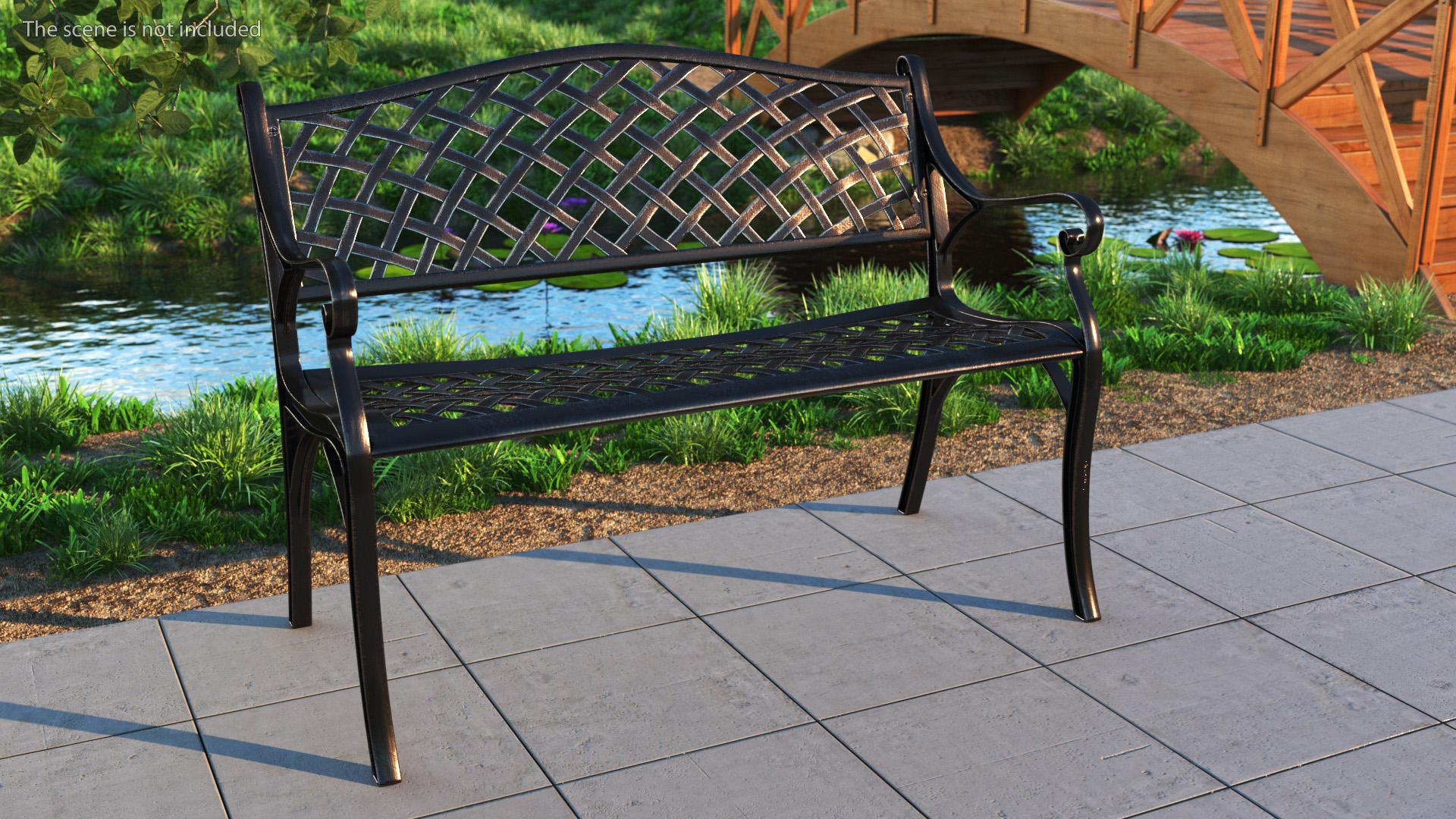 3D Outdoor Patio Garden Bench Bronze model