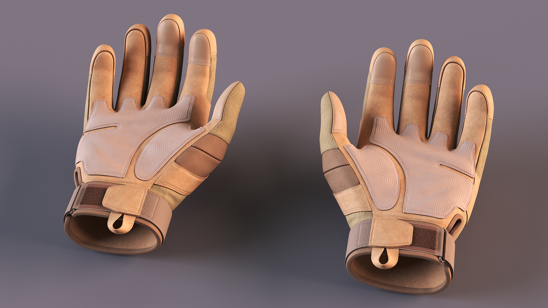 Airsoft Gloves Brown Fur 3D model