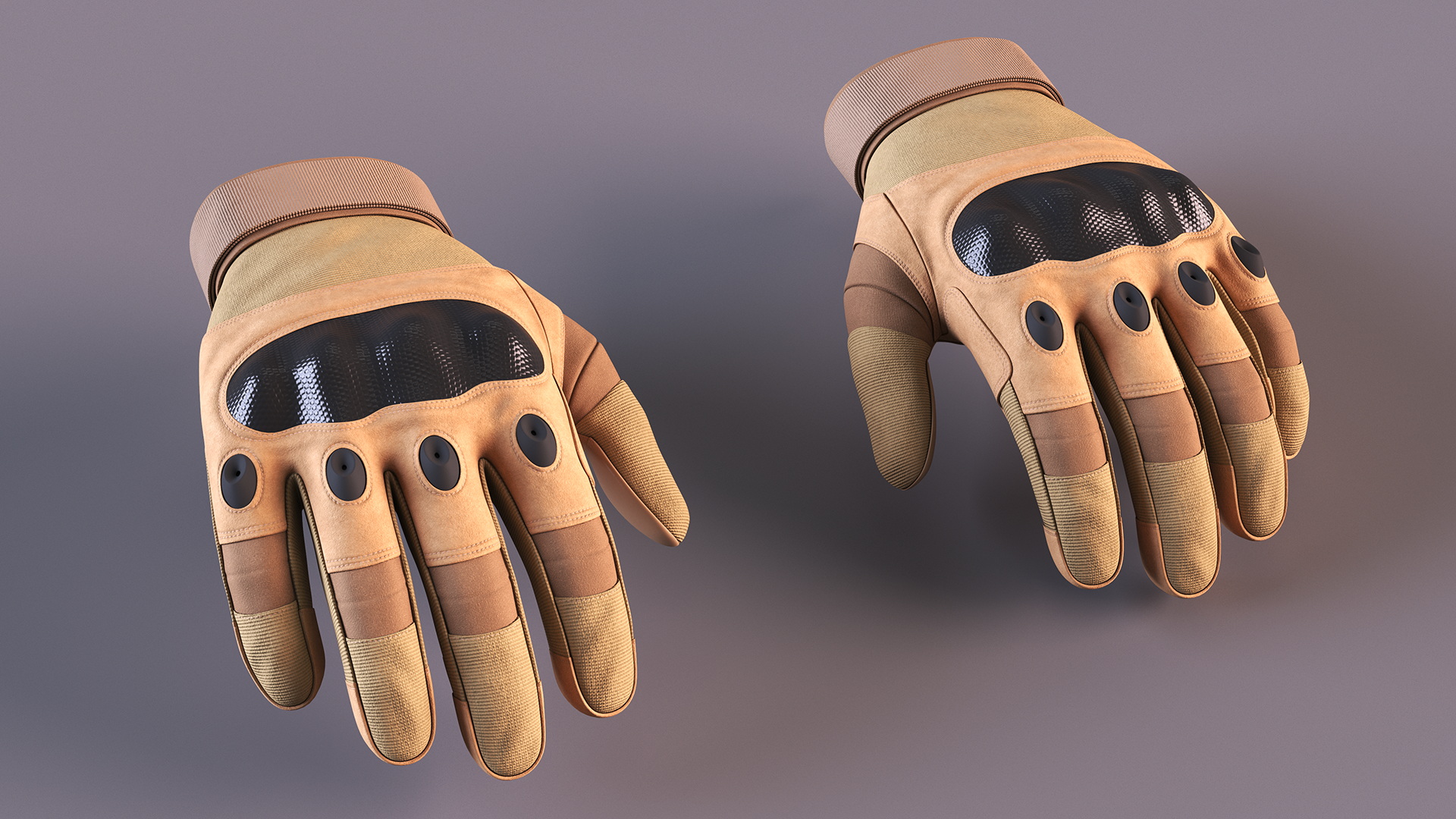 Airsoft Gloves Brown Fur 3D model