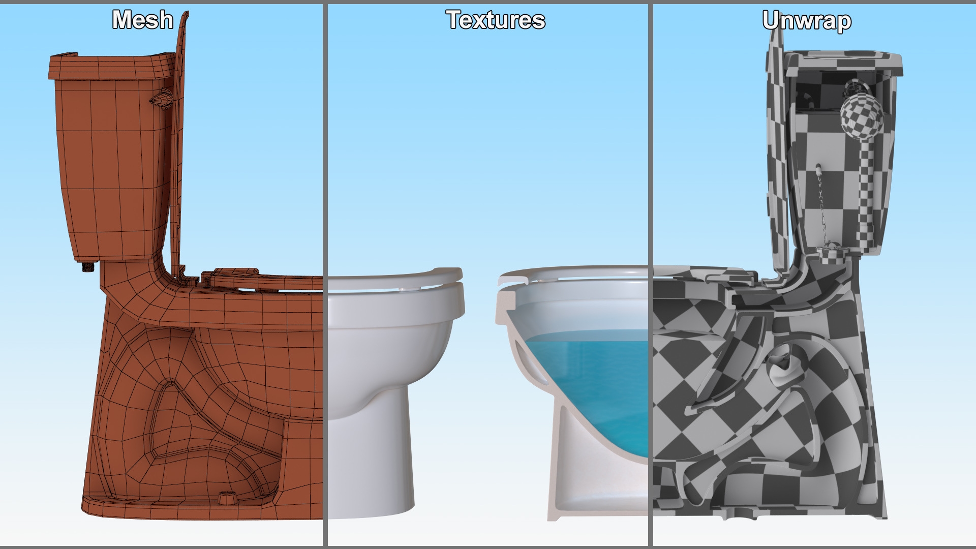 3D Flush System Cutaway Clogged model