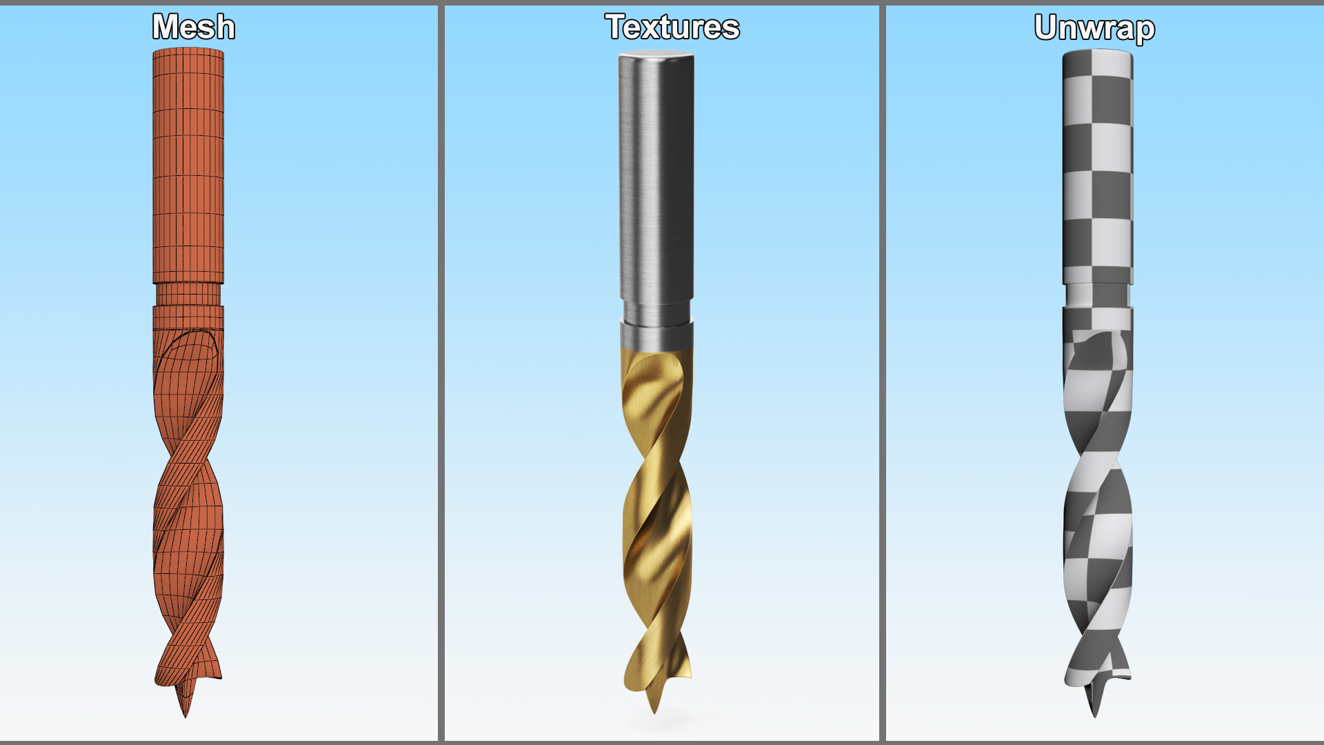 3D Utility Brad Point Drill Bit model