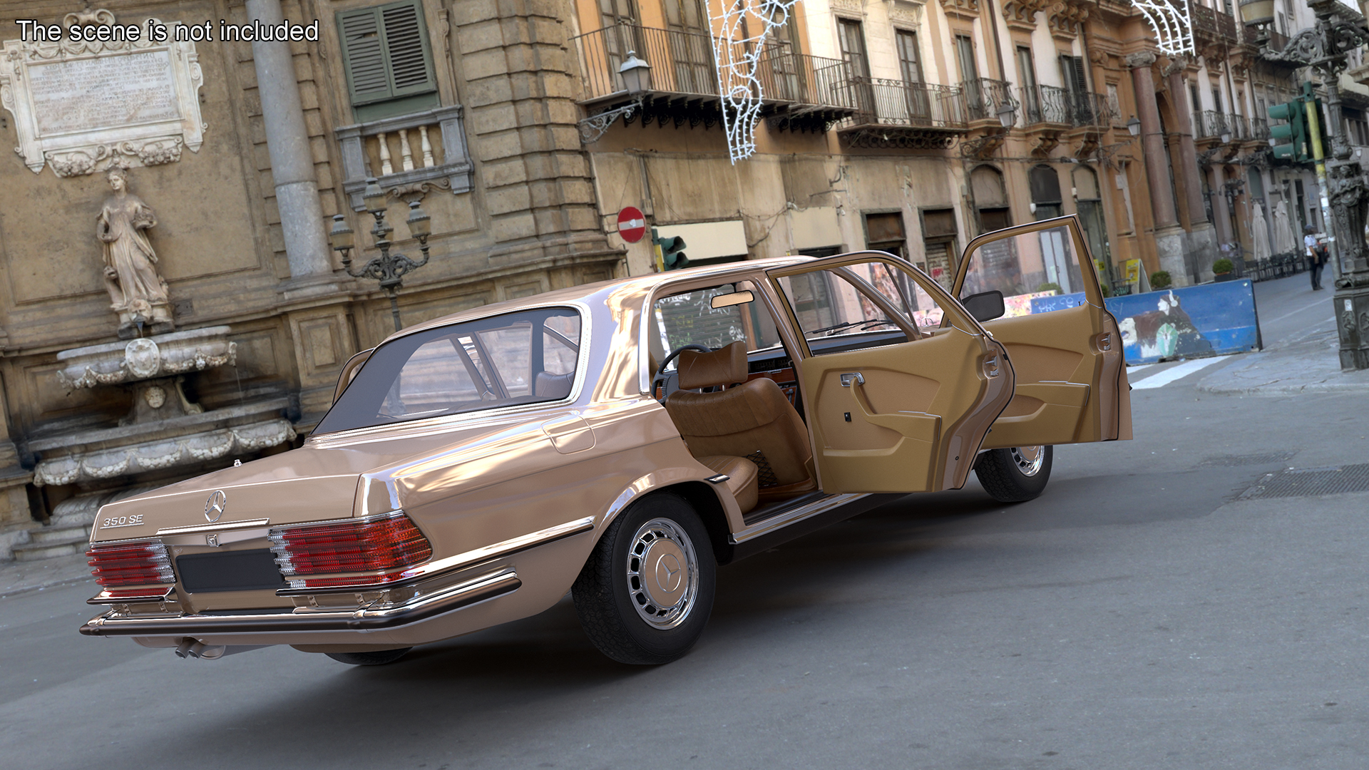 3D Mercedes Benz 350 SE Yellow Rigged for Cinema 4D model