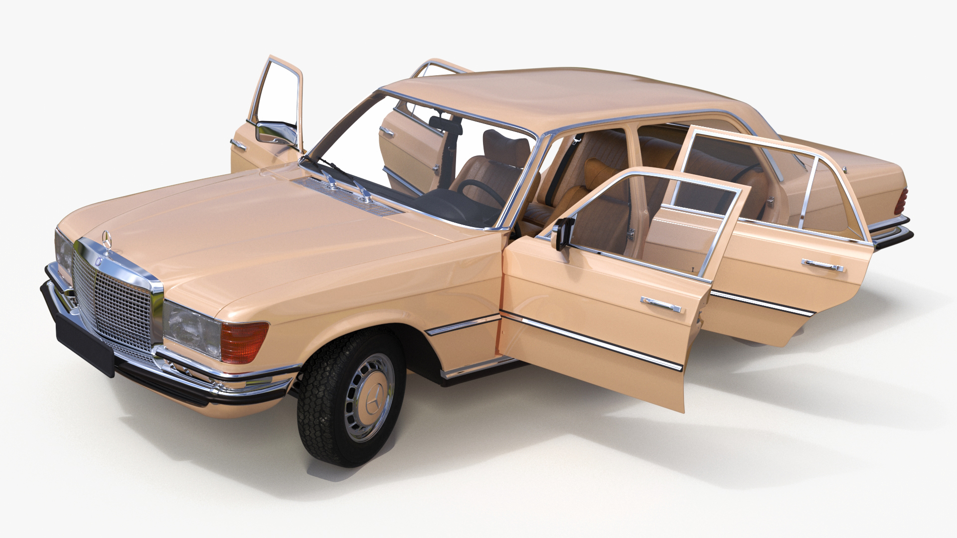 3D Mercedes Benz 350 SE Yellow Rigged for Cinema 4D model