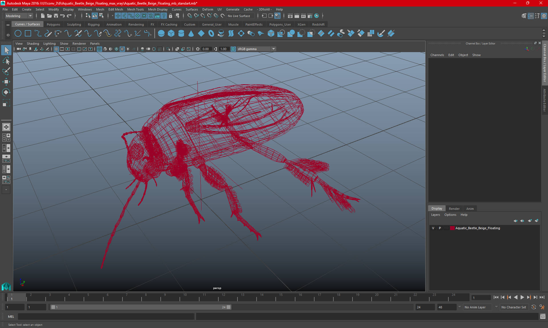 Aquatic Beetle Brown Floating 3D model