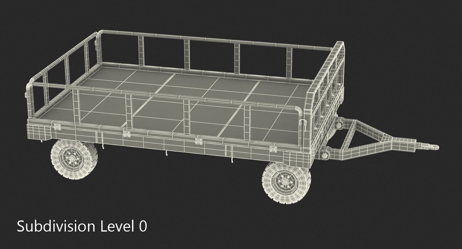 3D Airport Luggage Trolley Baggage Trailer Rigged