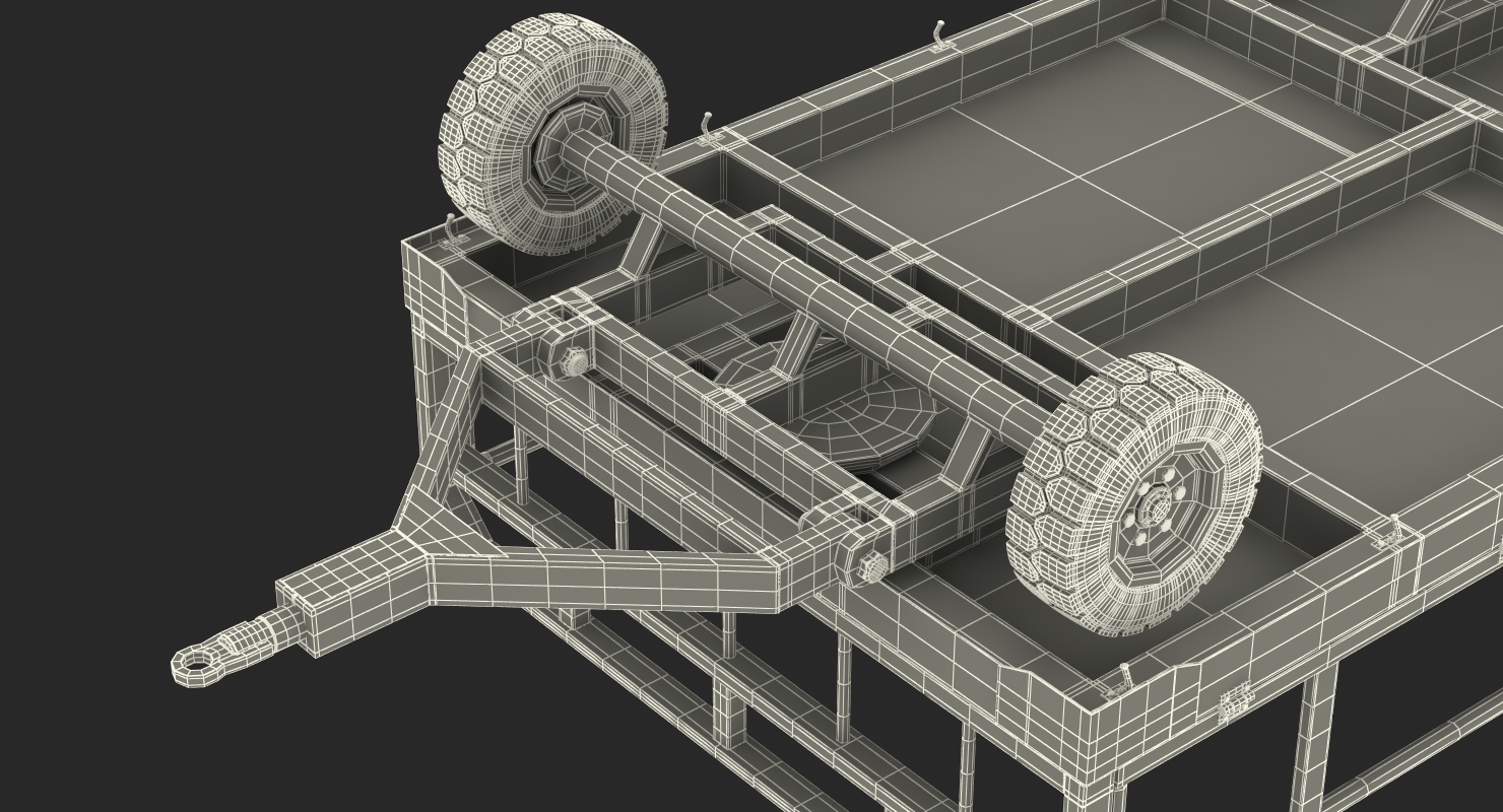 3D Airport Luggage Trolley Baggage Trailer Rigged