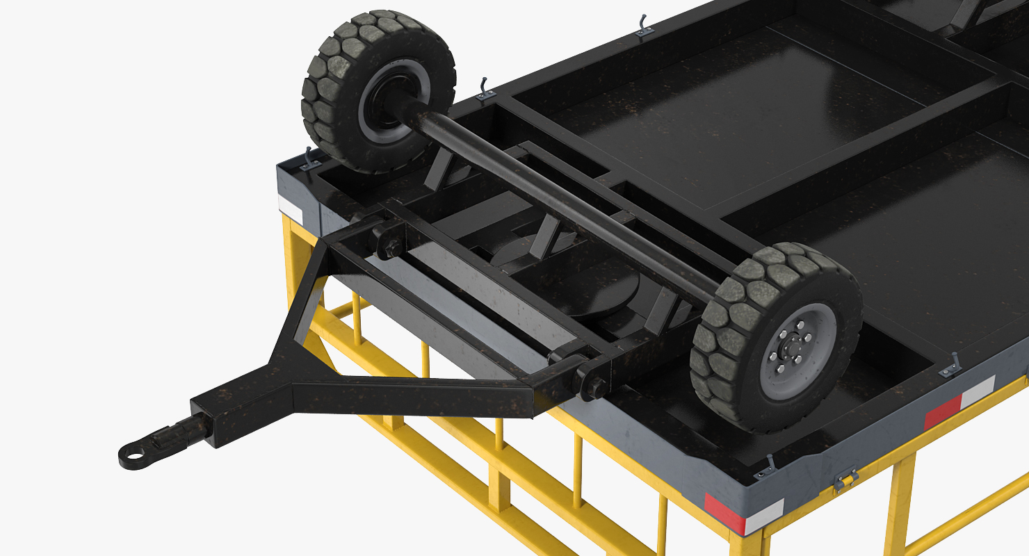 3D Airport Luggage Trolley Baggage Trailer Rigged