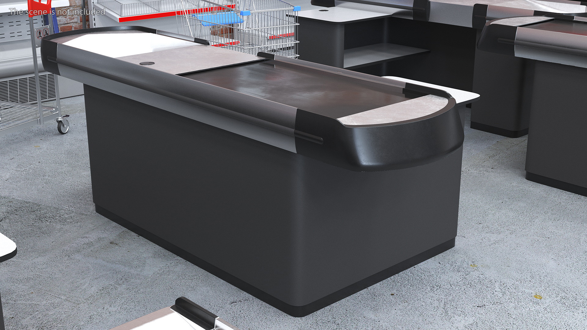 Small Supermarket Checkout Counter Grey 3D model