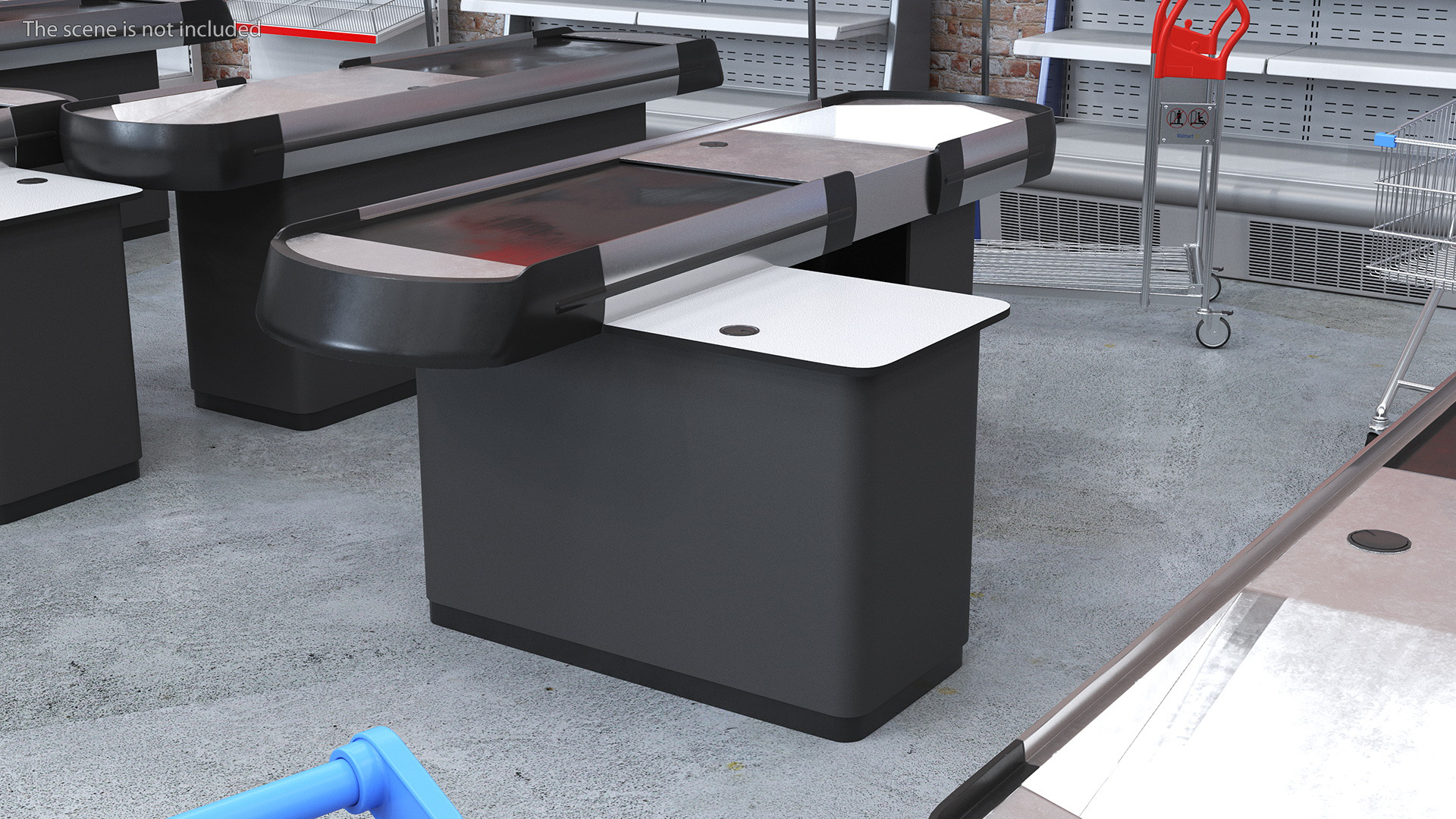 Small Supermarket Checkout Counter Grey 3D model