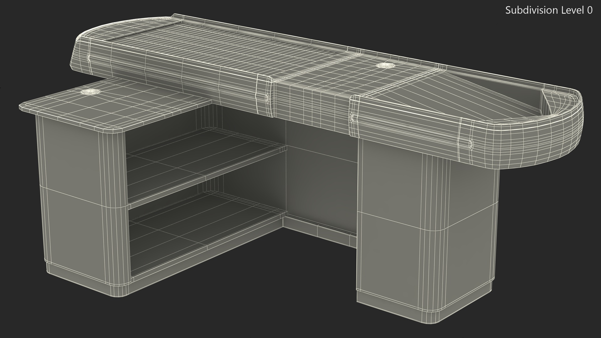 Small Supermarket Checkout Counter Grey 3D model