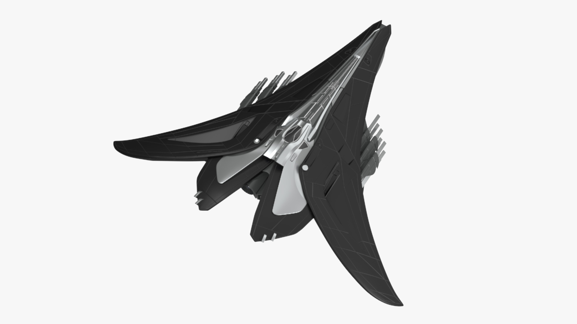 Futuristic Space Fighter Starship Black 3D model