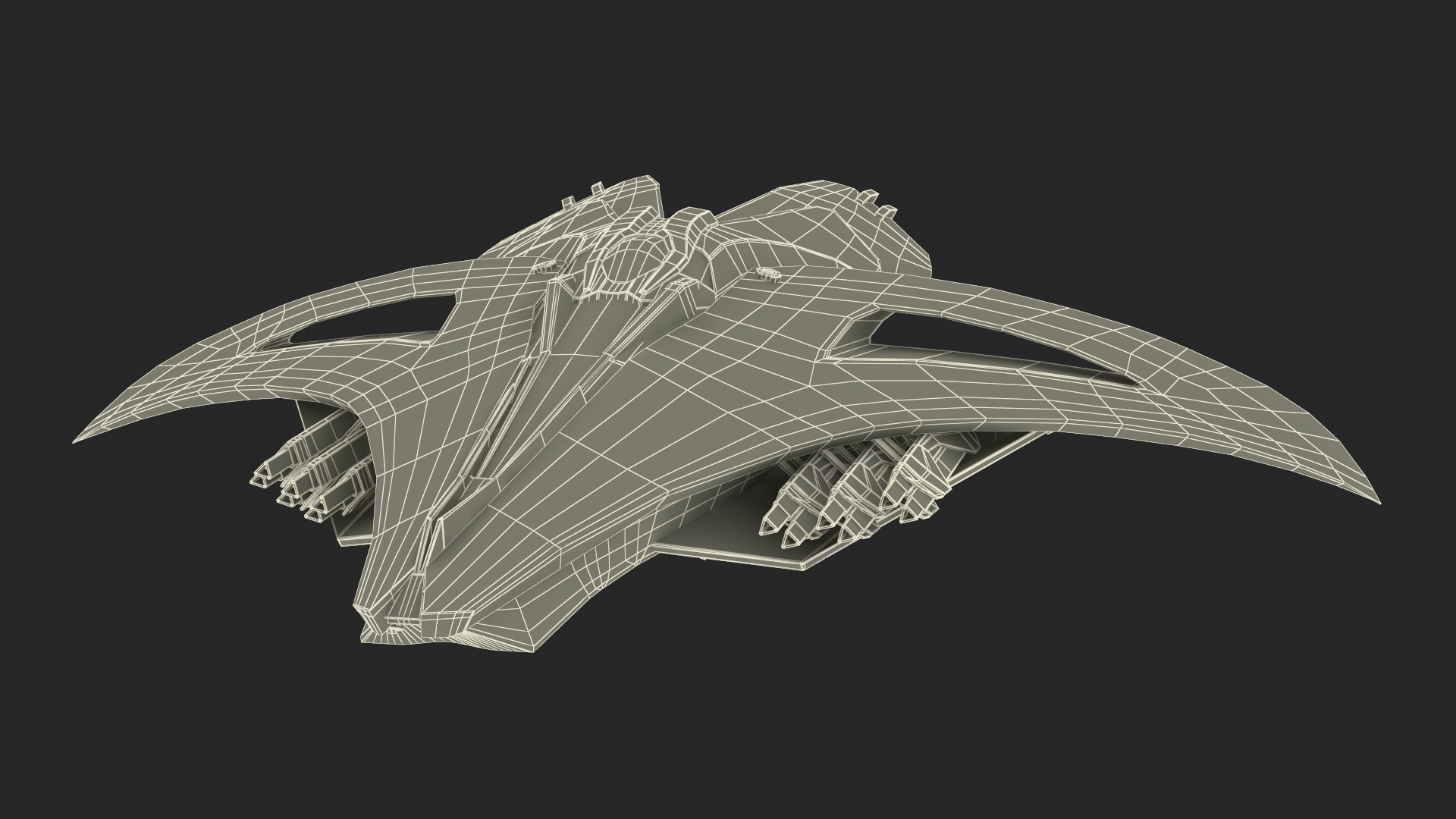 Futuristic Space Fighter Starship Black 3D model