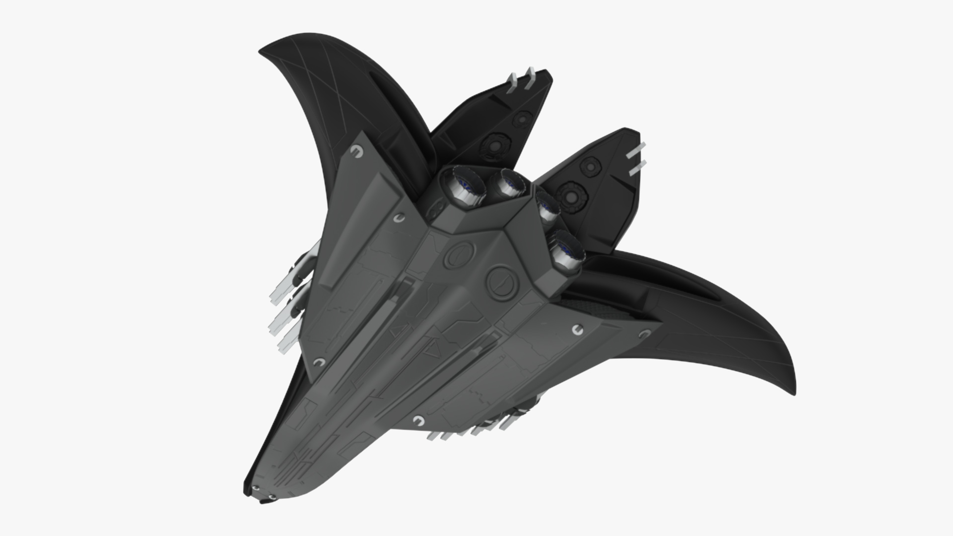 Futuristic Space Fighter Starship Black 3D model