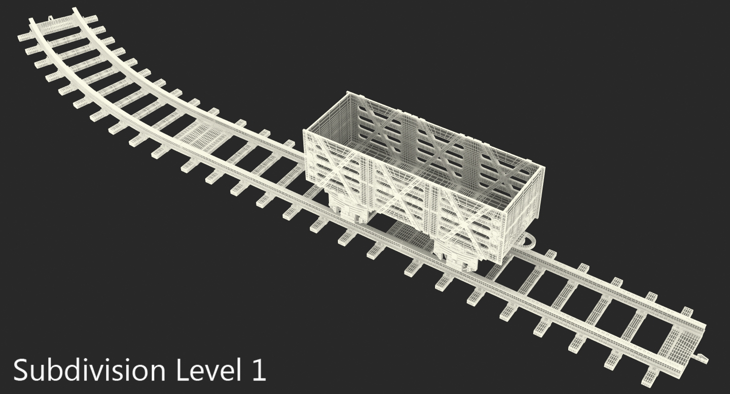 3D Toy Railway Wagon with Rails model