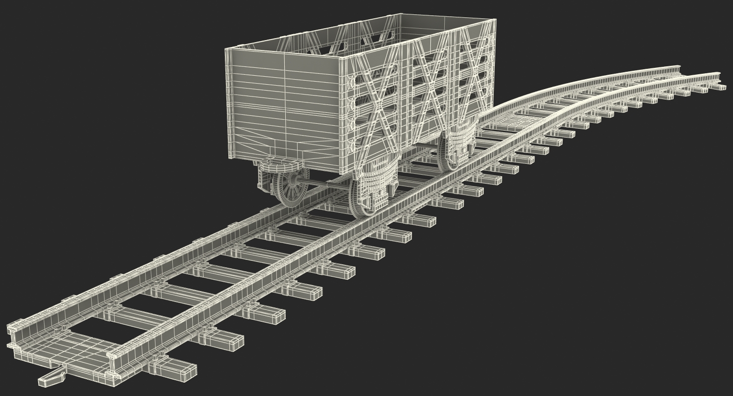 3D Toy Railway Wagon with Rails model