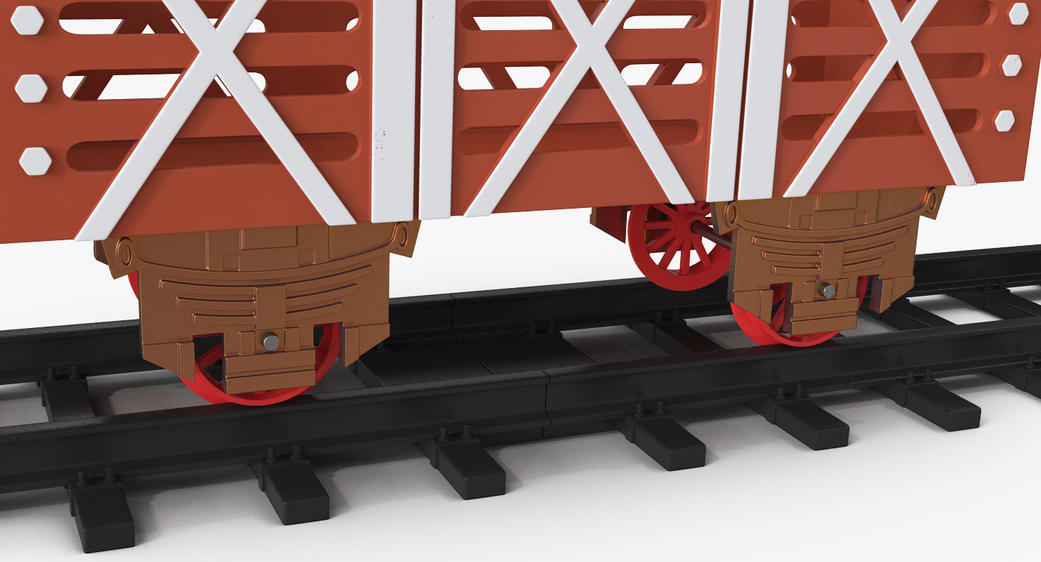 3D Toy Railway Wagon with Rails model