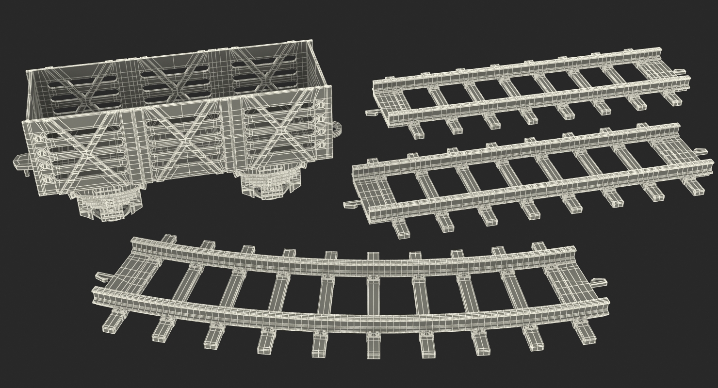 3D Toy Railway Wagon with Rails model