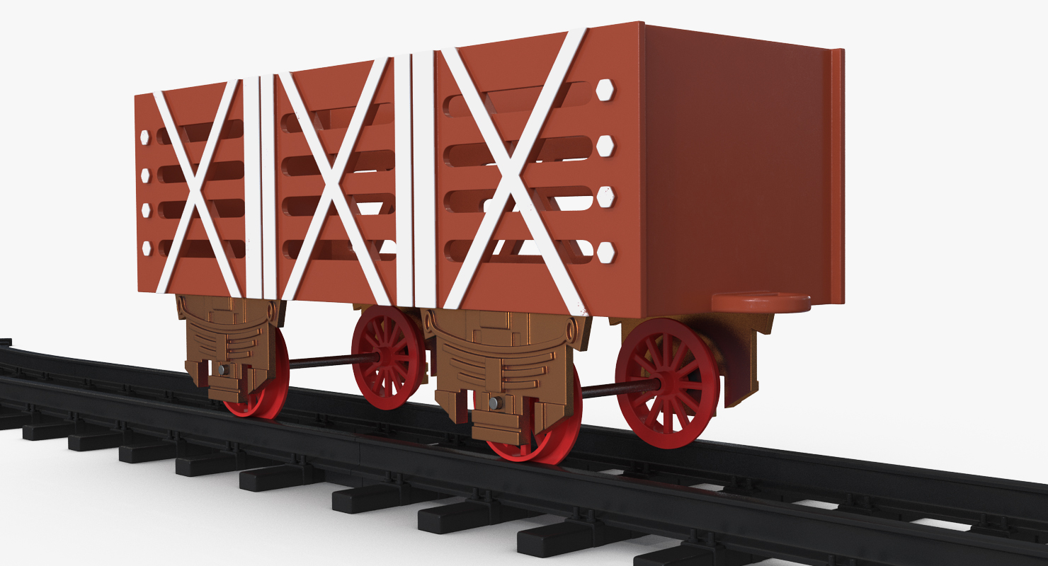 3D Toy Railway Wagon with Rails model