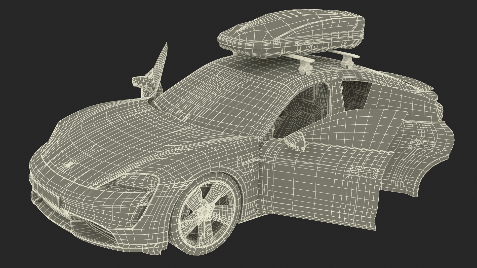 3D Porsche Taycan Turbo with Roofbox model