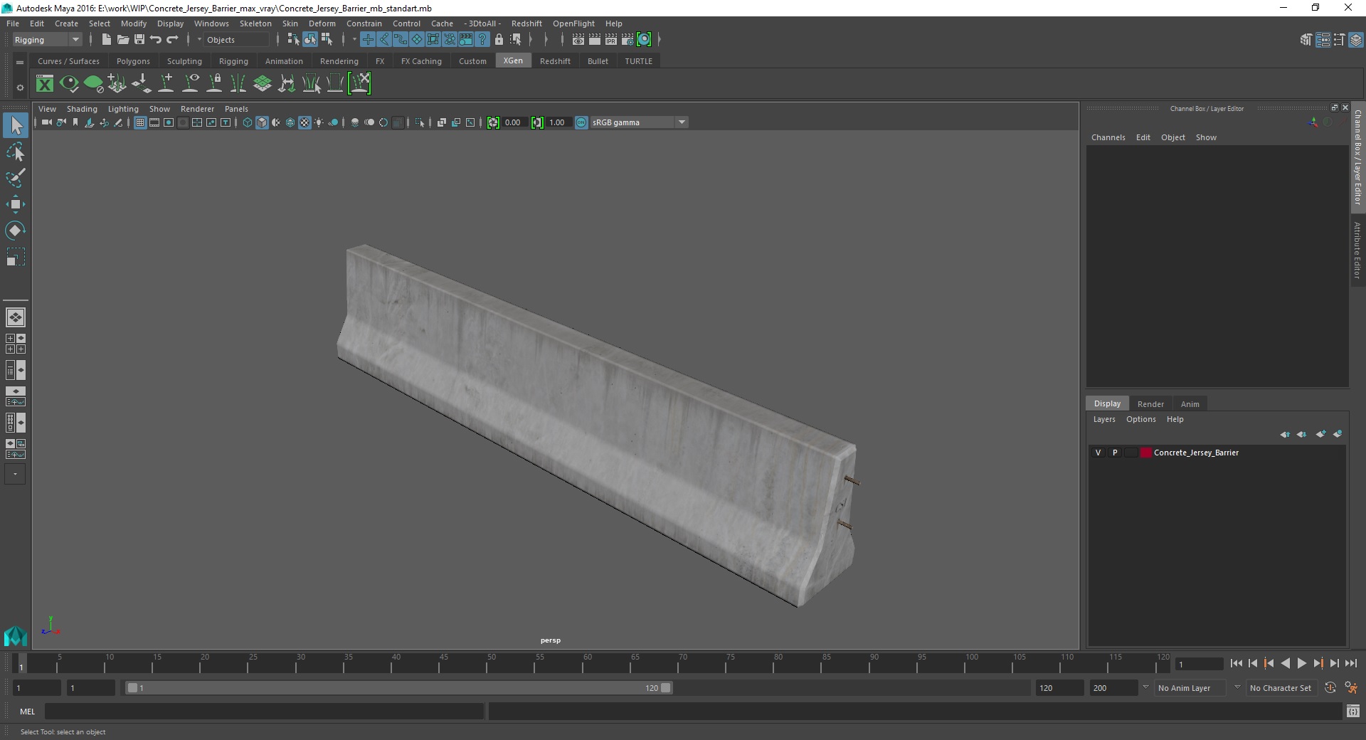 3D Concrete Jersey Barrier model