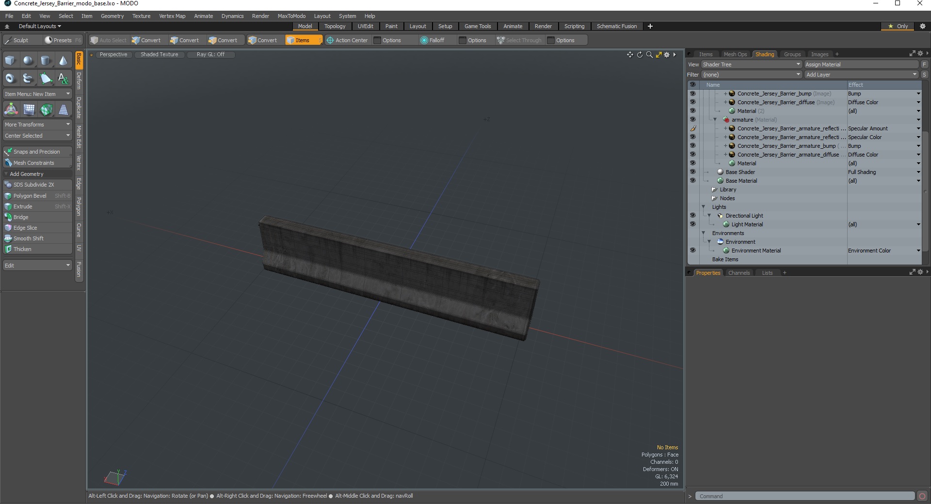 3D Concrete Jersey Barrier model