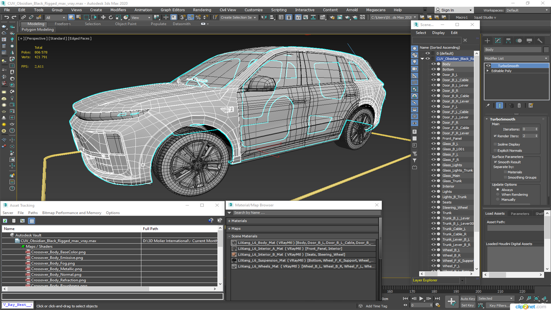 3D model CUV Obsidian Black Rigged