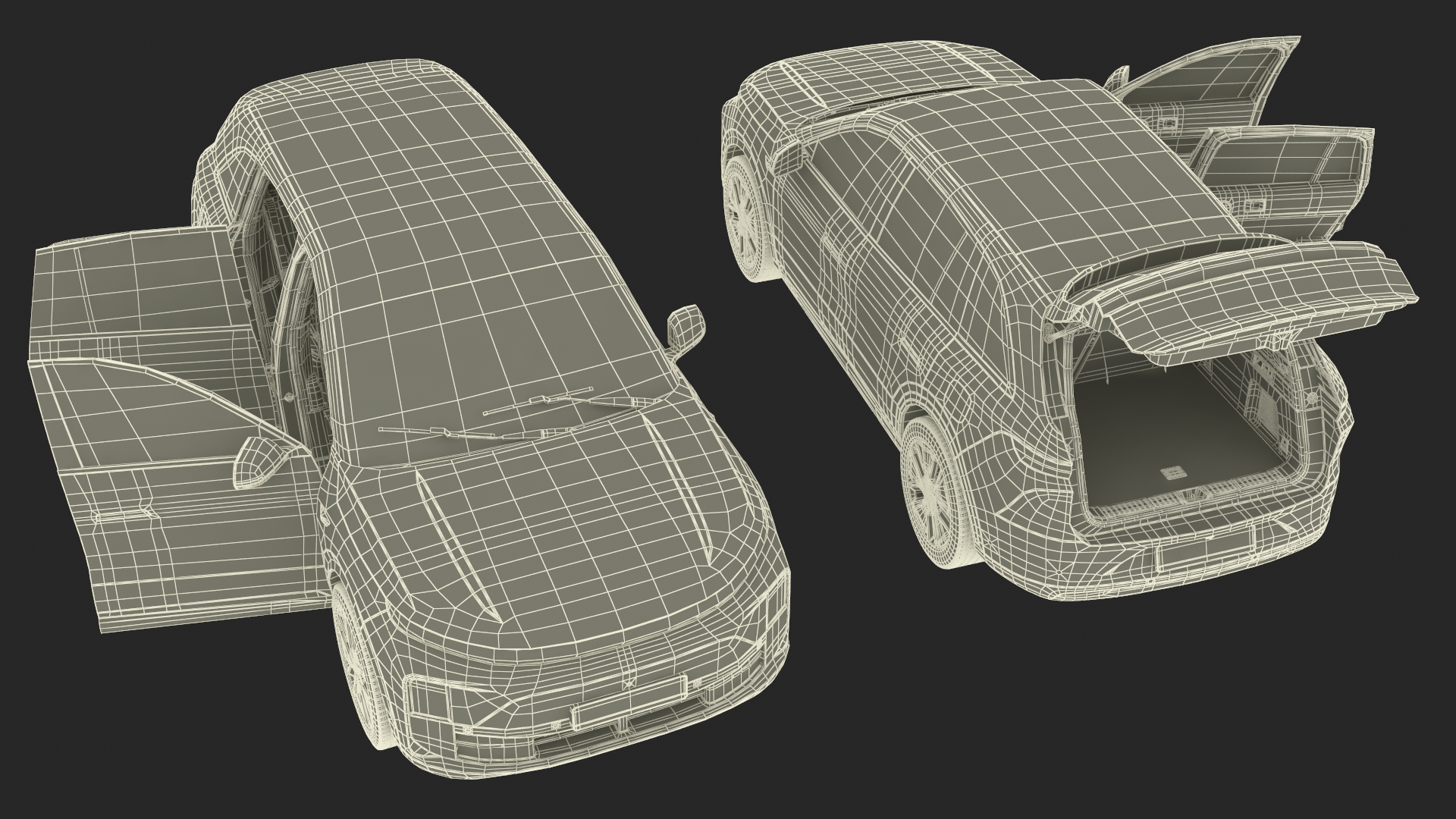 3D model CUV Obsidian Black Rigged