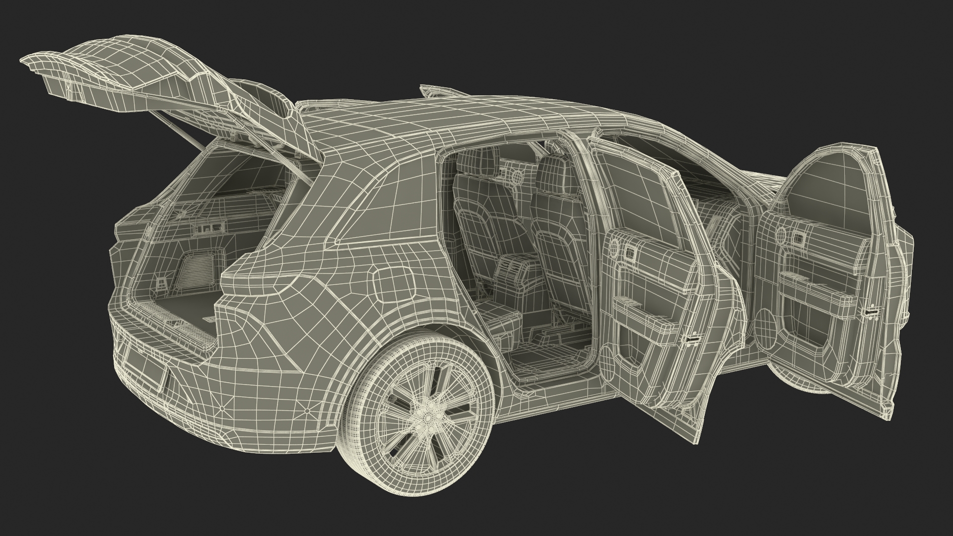 3D model CUV Obsidian Black Rigged