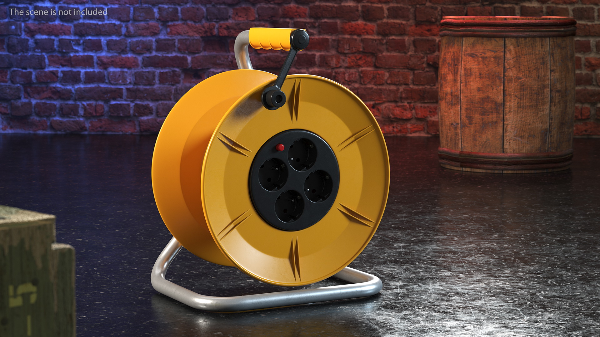 Empty Electric Cable Reel with CEE 7 Outlets 3D model