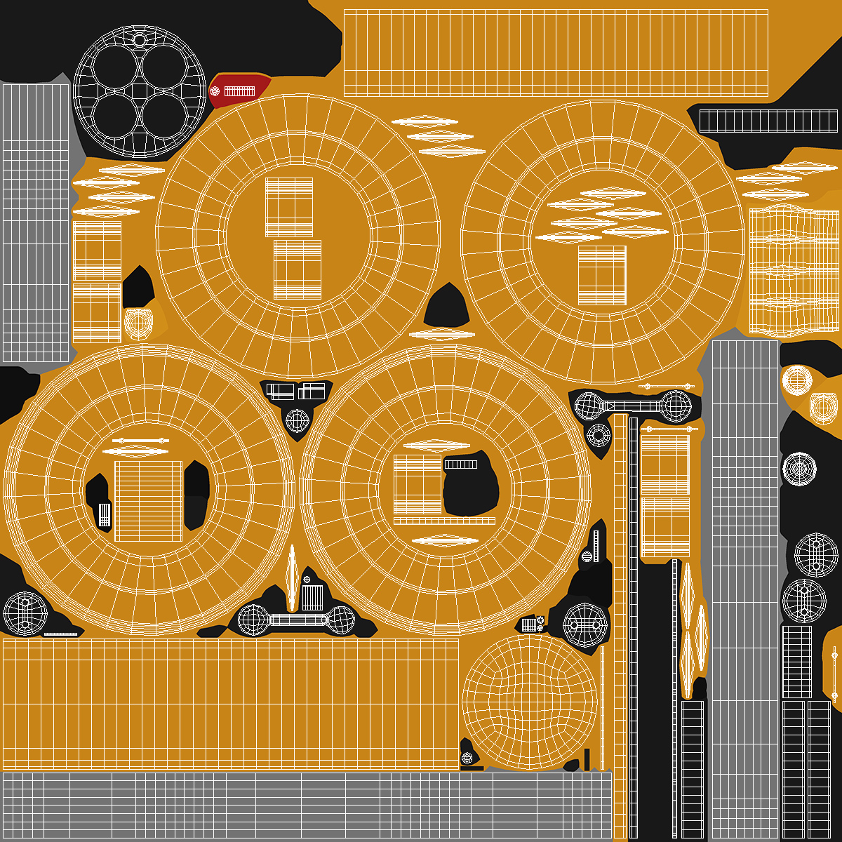 Empty Electric Cable Reel with CEE 7 Outlets 3D model