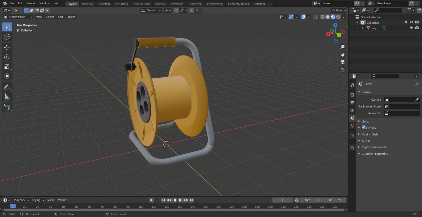 Empty Electric Cable Reel with CEE 7 Outlets 3D model