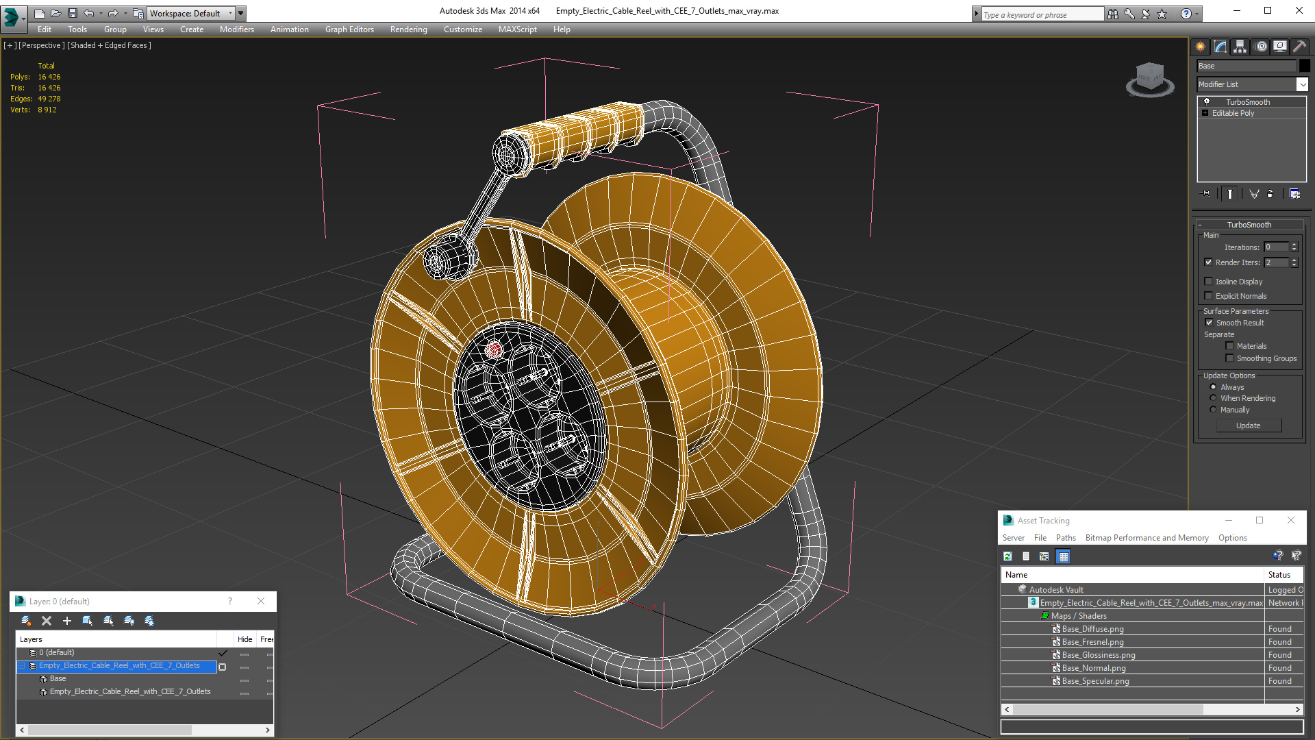 Empty Electric Cable Reel with CEE 7 Outlets 3D model