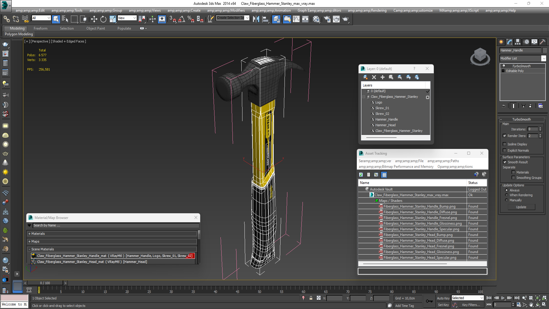 3D model Claw Fiberglass Hammer Stanley