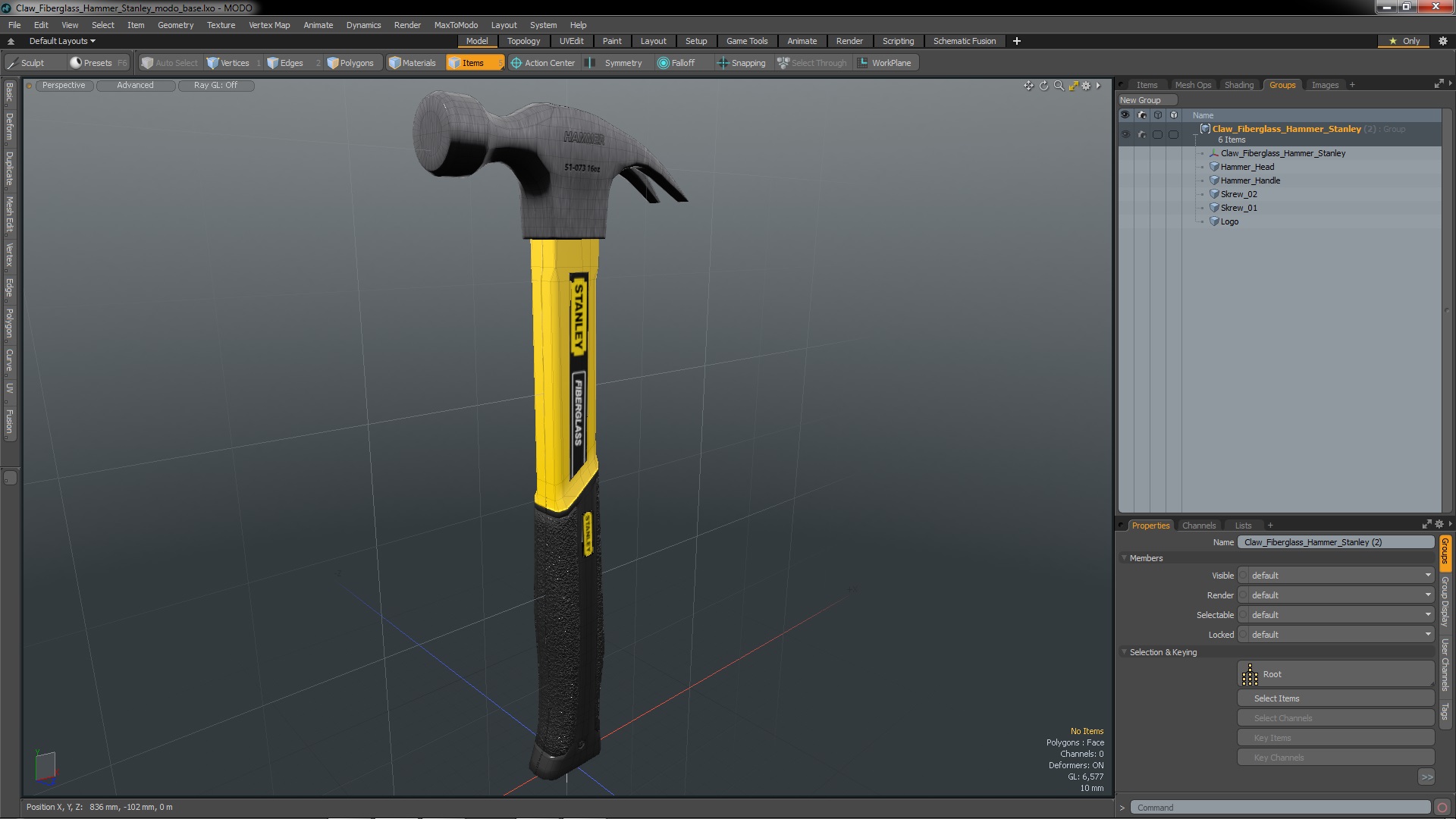 3D model Claw Fiberglass Hammer Stanley