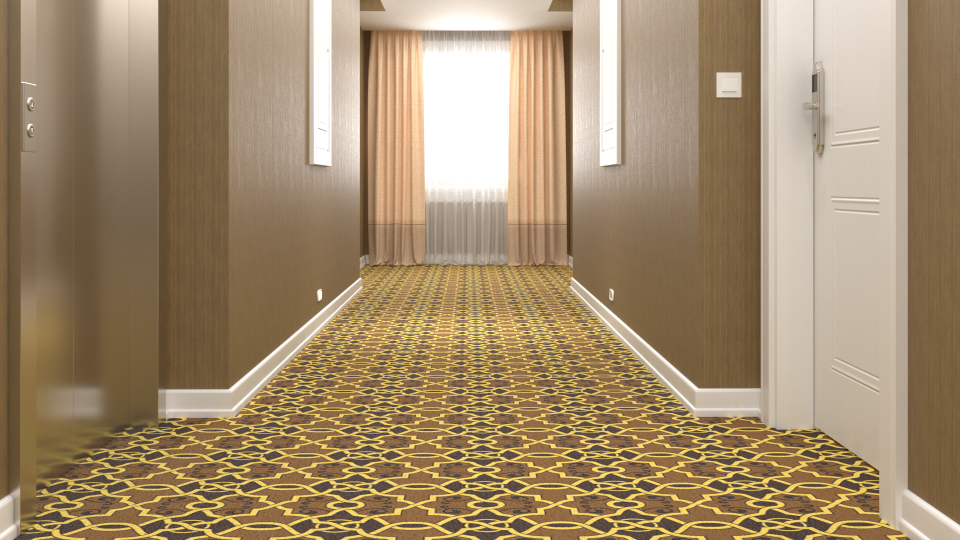 3D Hotel Corridor and Housekeeping Maid