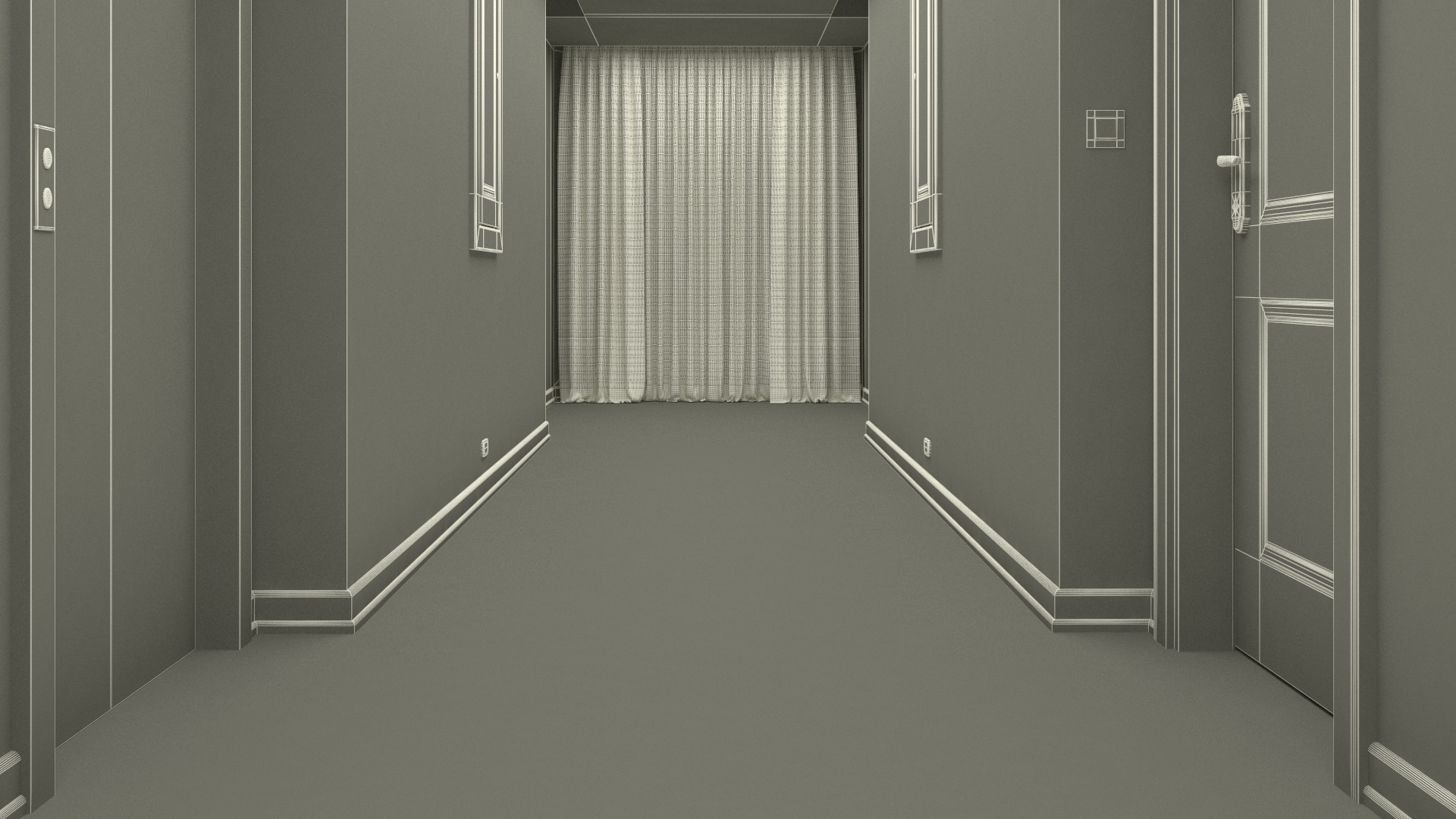 3D Hotel Corridor and Housekeeping Maid