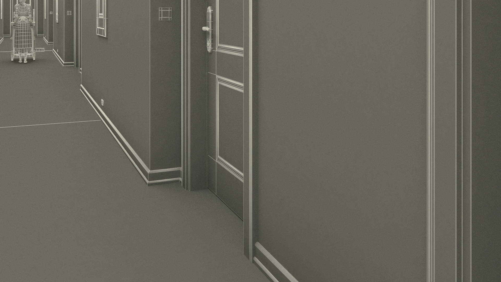 3D Hotel Corridor and Housekeeping Maid