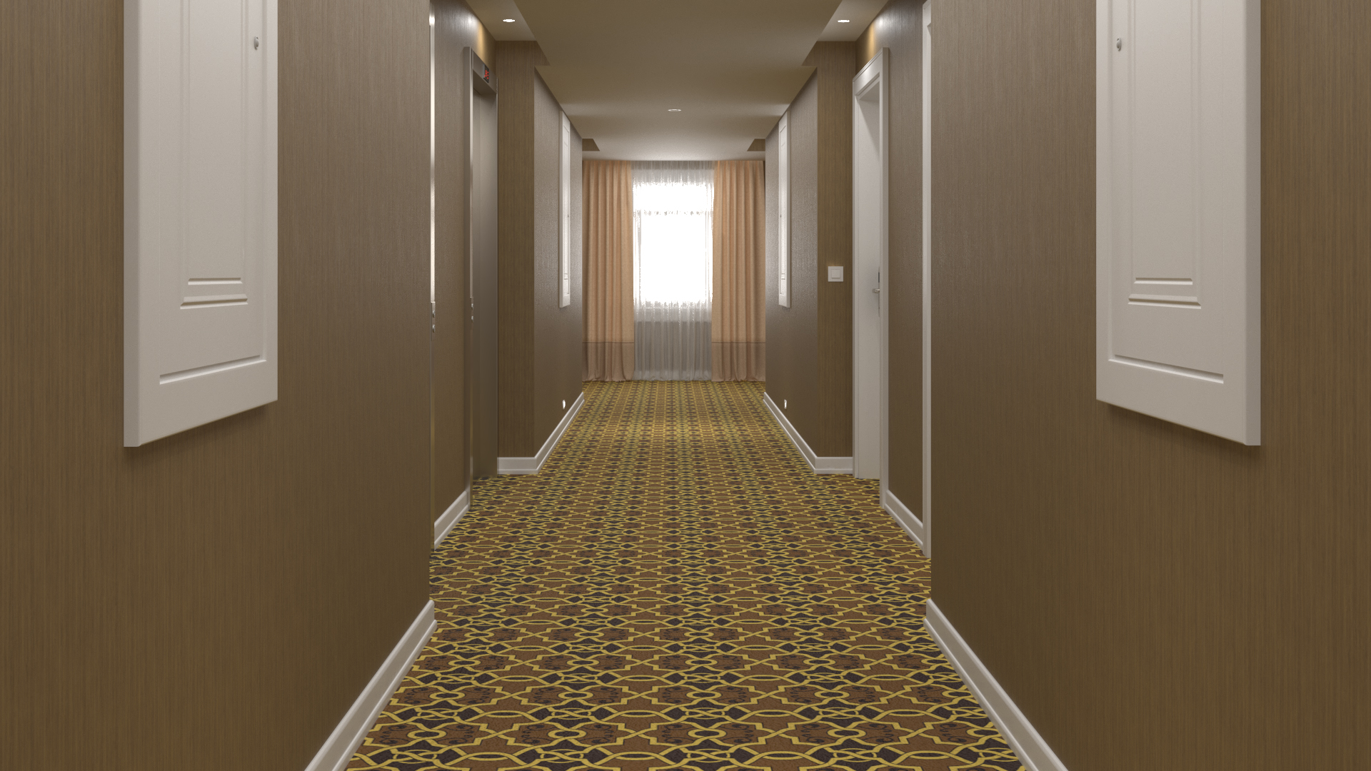 3D Hotel Corridor and Housekeeping Maid